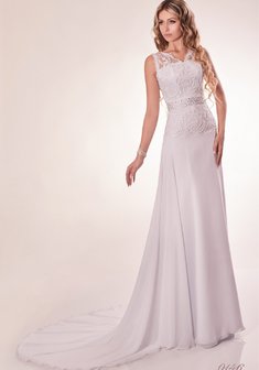 Свадебное платье 0146-А51295. С прямой юбкой, длинное со шлейфом.