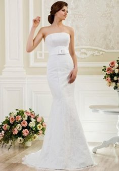 Свадебное платье А51371. С прямой юбкой, длинное со шлейфом.